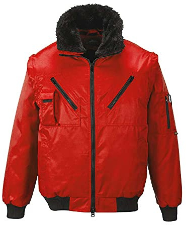 Portwest PJ10 Pilotenjacke Polyester Winter Strickbündchen An Ärmel Langarm | Rot, 5XL, UPF 50+, EN 342, Taschen mit Reissverschluss, Strickbund Am Saum, 43 Taschen, Wasserfest, Wasserabweisend