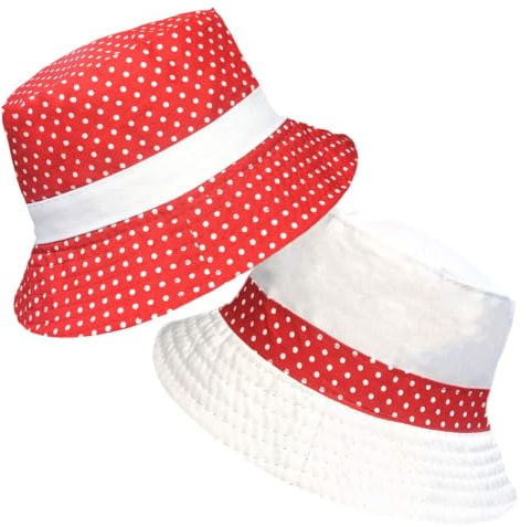 TOSKATOK® UPF 50+ Gepunkteter Sonnenhut aus Baumwolle für Damen, beidseitig tragbar, Fischerhutdesign reversibel