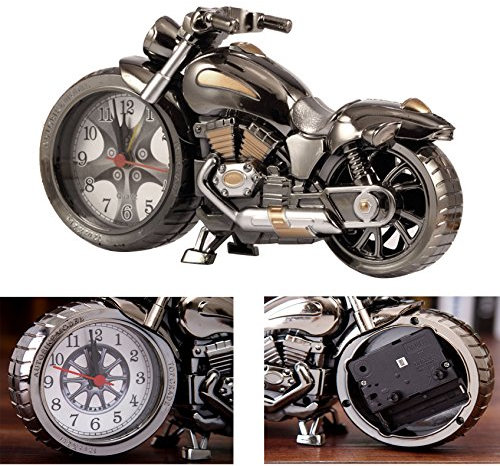 Reloj de la Motocicleta Alarma, Reloj de Mesa de Estilo, Motocicleta Modelo de Bastidor, para la Decoración de la Oficina en Casa (4 diseños Diferentes, Entrega al Azar)
