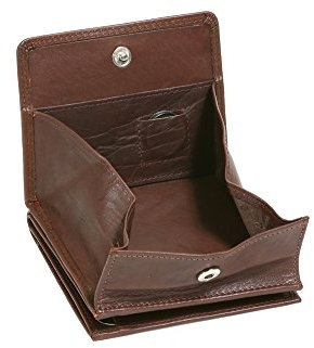LEAS Wiener-Schachtel im Ausweis-Format mit großer Kleingeldschütte und RFID Schutz, Echt-Leder, Dunkelbraun Special Edition