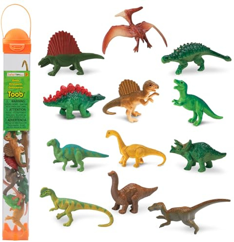 Safari Ltd. Dinos TOOB - Includes 12 Hand-Painted Mini Figurines - T-Rex, Triceratops, Velociraptor, Stegosaurus, Ankylosaurus & More - Dinosaur Toy Figures For Boys, Girls & Kids Toys for Ages 3+