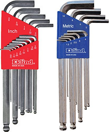 Eklind Tool 13322 Bright-Ball-Hex L-Key allen wrench Combo- Inch / MM (2 sets 22pc)