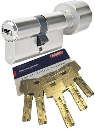 ABUS Bravus.3000 Sicherheits-Knaufzylinder mit 6 Schlüsseln, Länge 30/K35mm, Sicherungskarte, höchster Kopierschutz, Bohr- und Ziehschutz, Nickel