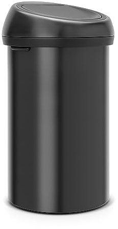 Brabantia 60 Litre Large Kitchen Touch Bin Removable Lid, Soft-Touch Open, Easy Clean Rubbish Food Waste Bin, Matt Black, 60 L