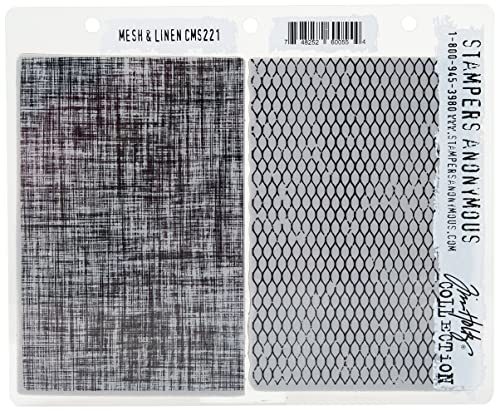 Stampers Anonymous_AGW Mesh and Linen Cling Mounted Stamp, Grey,Extra_Large