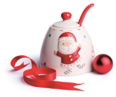 Excelsa Xmas Country Style Zuccheriera, Ceramica, Bianco/Rosso