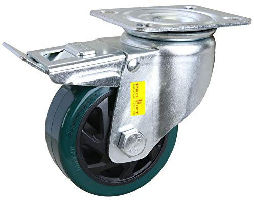 Pro-Lift-Montagetechnik 4 Stück: je 160kg Lenkrollen, Schwerlastrollen, gebremst, grüner PU-Rollenbelag, 01337