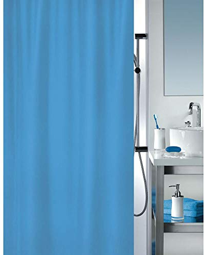 Spirella 1 Schimmel Duschvorhang-Anti-Bakteriell, waschbar, wasserdicht-Polyester, „Primo “ 180x180cm Hellblau, Blue