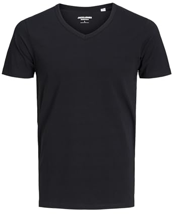Jack and Jones Basic V-Neck Short Sleeve Men's T-Shirt Black X-Large