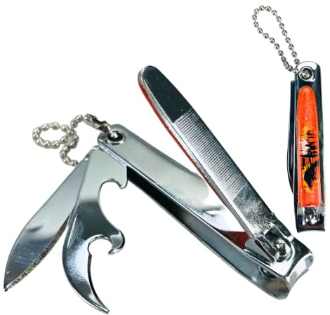 KUTZ (2 Pack) 2.5 Multi Tool Nail Clipper Stainless Steel with Knife & Bottle Opener | Assorted Colors | Ideal for Home, Travel & Outdoor Adventures
