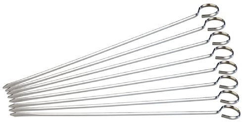 Rosenstein & Söhne Casa e cucina - Spiedini shish kebab metallo: Spiedini per grigliate di shish kebab in acciaio inossidabile in un economico set di 8, 31 cm ciascuno (acciaio inossidabile)