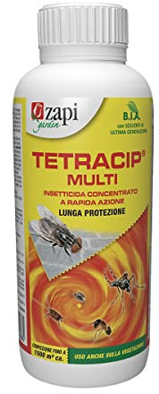 Zapi Garden | Tetracip Multi - Insetticida Concentrato Contro Mosche, Zanzare, Blatte, Formiche e Nidi di Vespe, Antizanzare Esterno, 1L