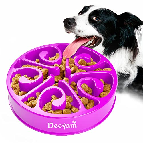 Decyam Gamelle antidérapante en Forme de Labyrinthe pour Animal Domestique - favorise Une Alimentation Saine et Une Digestion Lente (Purple)…