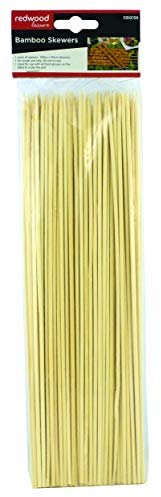 Redwood 120x Brown 30cm Bamboo BBQ Skewers - Long Handle Wooden Kitchen Oven Shish Kebab Meat Food Chocolate Cooking Barbecue Grill Sticks