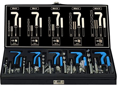 Haskyy Gewinde Reparatur Satz 131 tlg I M5,M6,M8,M10,M12 I Innen- Gewinde, Gewindebohrer I Einsätze Hülsen