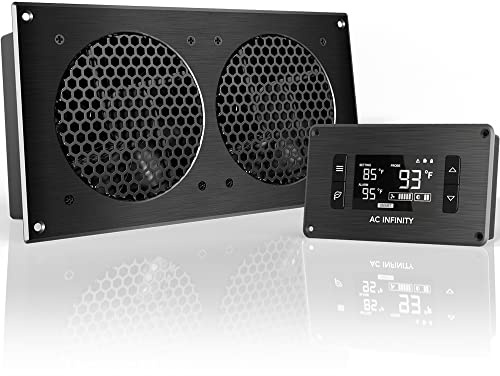 AC Infinity AIRPLATE T7, 30cm Sistema de Ventilador Doble de refrigeración silenciosa de con Control de termostato, para gabinetes AV de Cine en casa