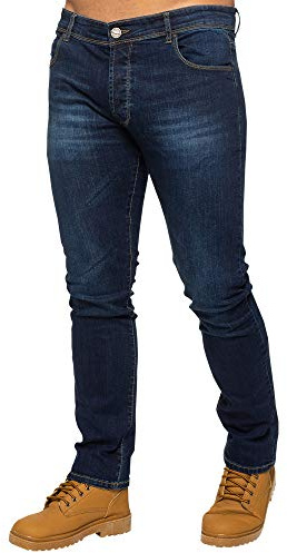 Ze ENZO EZ325 Mens Stretch Skinny Slim Fit Jeans Flex Stretchable Denim Pants Stretch Trousers Dark Stonewash 32S