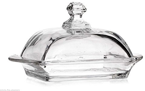 Solavia Glass Square Butter Dish with Lid and Handle, Transparent, Keeps Butter Fresh