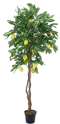 artplants.de Künstlicher Zitronenbaum, 40 Früchte, Naturstamm, 1050 Blätter, 180cm - Kunstbaum - Künstliche Früchte
