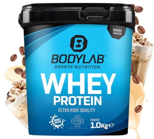 Bodylab24 Whey Protein Pulver, Latte Macchiato, 1kg | Bis zu 24 g Protein pro Portion, hochwertiges Molkenprotein, perfekt löslich, ideal für Protein Shakes rund ums Training