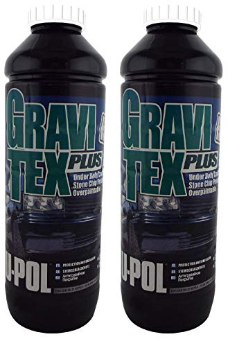 Gravitex U-Pol White Professional Stone Chip Protector 2 x 1 Litre Underbody, Vehicle Stone Chip Protection Primer Can be Over Painted