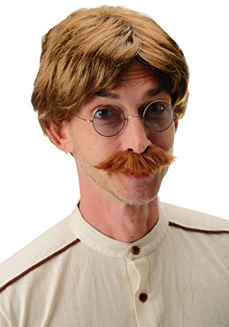 WIG ME UP - 4129-P6 Perücke & Bart Schnauzer Karneval Halloween Alte Schule Gentleman General Soldat Kaiserzeit Braun Goldbraun