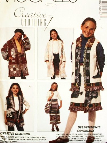 OOP McCall's Schnittmuster 7323. Mädchen Szs 8 & 10 (mittel) afghanische Jacke, Weste, Wickelrock in 2 Längen und Tasche