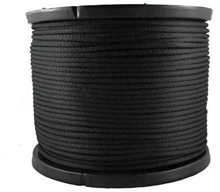 QNR 1/4 Black Polyester Rope, Solid Braid Dacron Utility Rope, 500 ft Spool, Low Stretch UV Resistant Industrial Cord