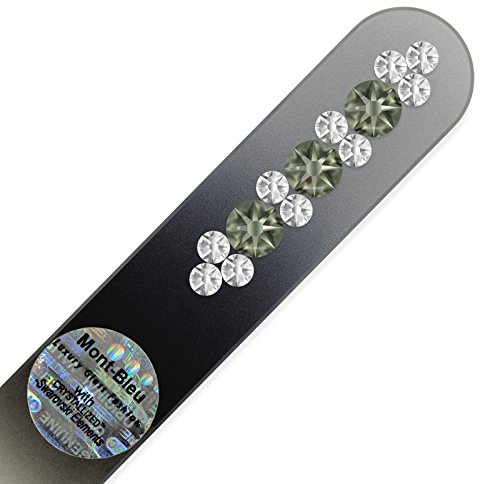 Mont Bleu Handgefertigte Glasnagelfeile von Hand dekoriert mit crystals from Swarovski - Tschechische Kristallnagelfeile, Echtem gehärteten Glas aus Tschechien