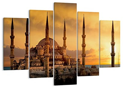 ARTTOR Leinwandbild 150x100cm Wandbild Architektur Städte - 2846 | Westen Sonnen Istanbul Mehrteilige Groß XXL Wanddekoration Wohnzimmer Schlafzimmer Wanddeko Wand Kunstdruck Wandkunst ARTTOR