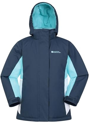 Mountain Warehouse Veste de Ski Honey Enfants - Résistante à la Neige, Poignets réglables, Doublure Polaire, Jupe Pare-Neige intégrée -Parfaite pour Tenir Chaud en Hiver Bleu Marine 5-6 Ans