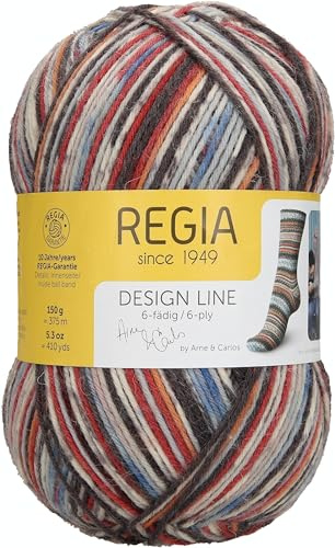 REGIA 6-fädig Design Line by ARNE & CARLOS 9801264-03655 fallnight Handstrickgarn, Sockengarn, 150g Knäuel