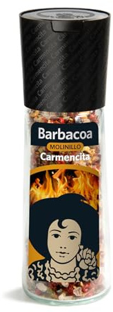 Carmencita Sazonador Barbacoa, Sin Gluten, Molinillo Regulable 58 g | Mezcla de Especias Ahumadas para Costillas, Alitas, BBQ y Carnes a la Brasa, Formato Grande Hostelería