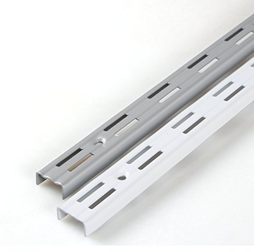 PRIOstahl® WANDSCHIENEN für REGALTRÄGER | 2 x SCHIENEN | 2-reihig | 500 mm | Silber | Regalhalter Wandregal Regalbodenträger Regal Regalwinkel