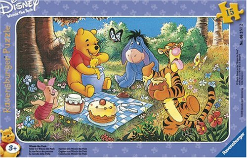 Ravensburger 06351 - Winnie Pooh und Freunde beim Picknick, 15 Teile Rahmenpuzzle