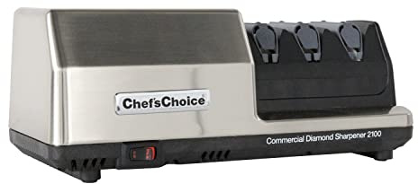 Chef'sChoice Professional Commercial Electric Knife Sharpener Edge Select With 20-Degree Sharpening Module 100-Percent Diamond Abrasives And Precision Angle Guides NSF Approved, 3-Stage, Silver