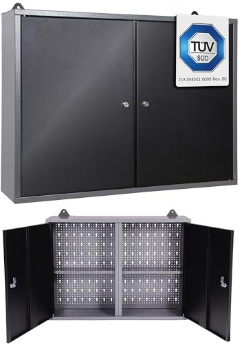 Ondis24 Werkstatt Hängeschrank Metall Werkzeugschrank abschließbar Grau Schwarz 80 cm - Ben