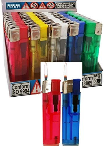 50 x Elektro nachfüllbar Qualitäts- Feuerzeug Elektronik Feuerzeuge Elektronisch Einstellbare Flamme