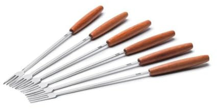 Stöckli Fondue Gabeln mit Holz Griff Set von 6