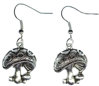 Miniblings Champignon Champignons Amanite tue-mouches Boucles d'oreille argent forêt conte Boucles d'oreille - Bijoux fantaisie main argenté Boucles d'oreille