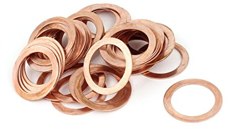 sourcing map 50 Stück Kupferdichtringe Flach Unterlegscheibe Metrisch Form Kupfer 22 x 30 mm x 1 mm