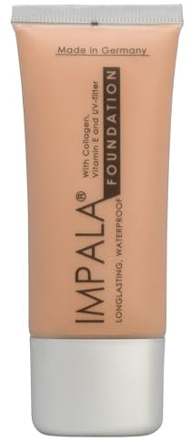 IMPALA | Langanhaltendes Make-up in Farbe 04 | Vollständige Abdeckung | Wasserdichtes Make-up | Kollagen und Vitamin E | Make-up mit Sonnenschutz | UV-Lichtfilter