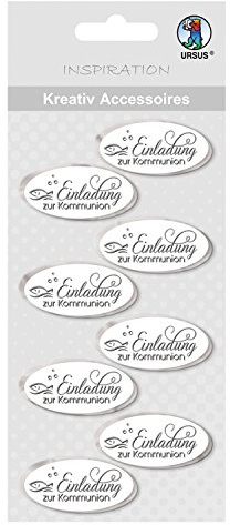 Ursus 564000323 - Kreativ Accessoires, Einladung Zur Kommunion, 8 Stück, silber