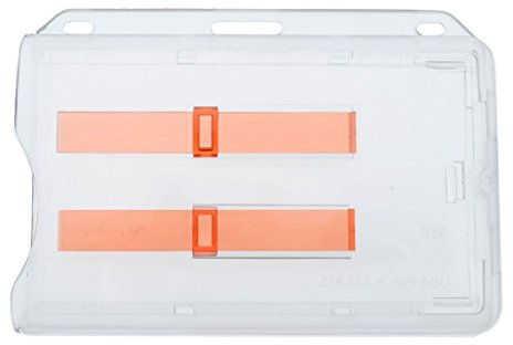 5x Kartenhülle Kartenhalter Ausweishalter Namensschild 2 Karten Hartplastik HORIZONTAL ROTER AUSSCHIEBER