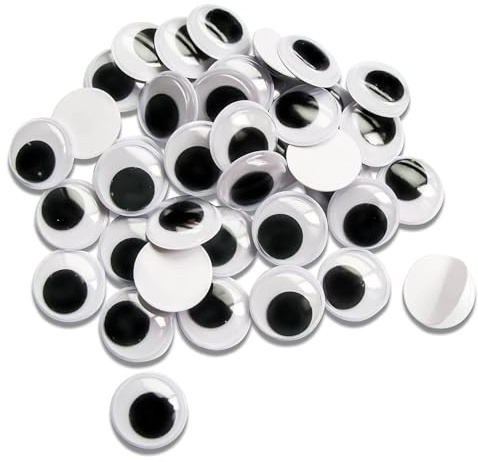 TOAOB 100pcs Wiggle Googly Eyes with Self Adhesive 25mm Round Black White