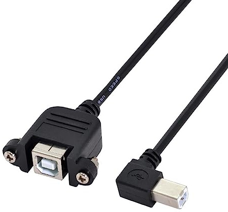 Chenyang CY USB 2.0 Typ B Stecker auf Typ B Buchse Verlängerungskabel mit Schrauben für Panelmontage, 50 cm, 90 Grad links abgewinkelt