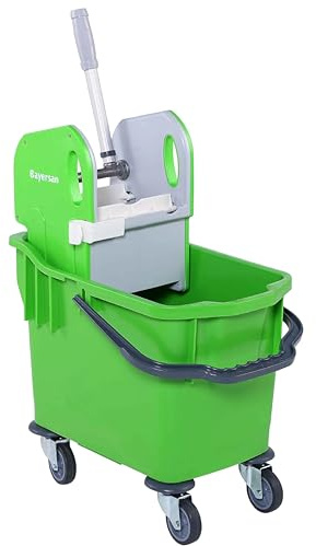 25L Industrial Kentucky Mop Bucket by Bayersan with Heavy-Duty Wringer & Wheels - Commercial Cleaning Bucket for Offices, Schools, Warehouses & Professional Use (Green)