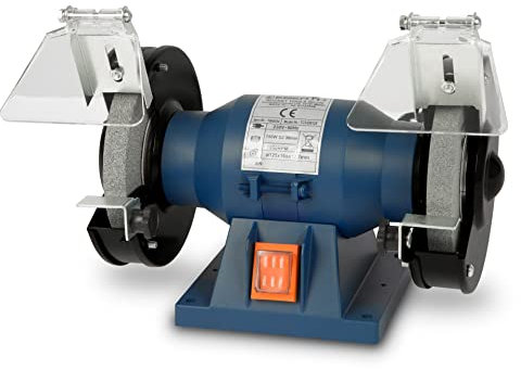 EBERTH Schleifbock Doppelschleifer Doppelschleifmaschine Elektrisch 150W, Grobe A36, Feine A60 Schleifscheibe mit 125mm Durchmesser, 2x Funkenschutz, 2x Werkzeugauflage, Gummifüße, Tischmontage