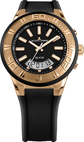 Jacques Lemans Unisex Erwachsene Armbanduhr Multi Zifferblatt Quarz Silikon 1-1786G