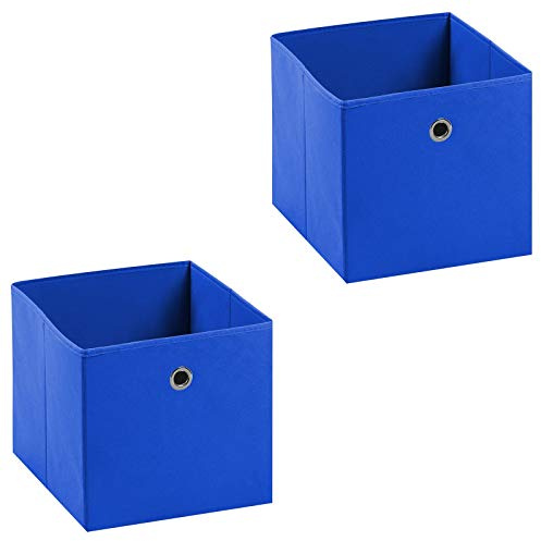 IDIMEX Stoffbox ELA, praktische Faltbox im 2er Pack, schöne Aufbewahrungsbox faltbar, einfacher Einschubkorb blau